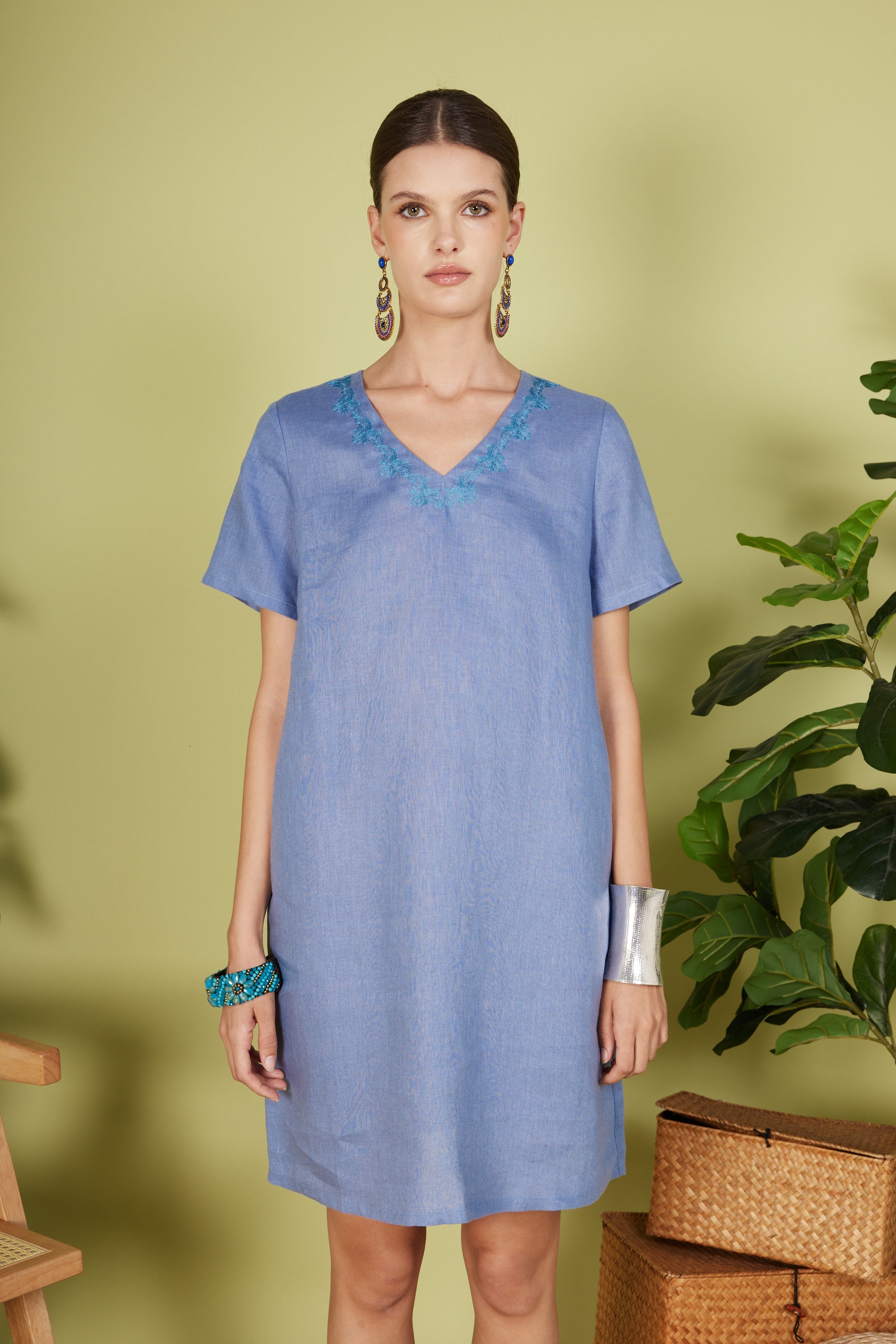 EMBROIDERED MIDI DRESS