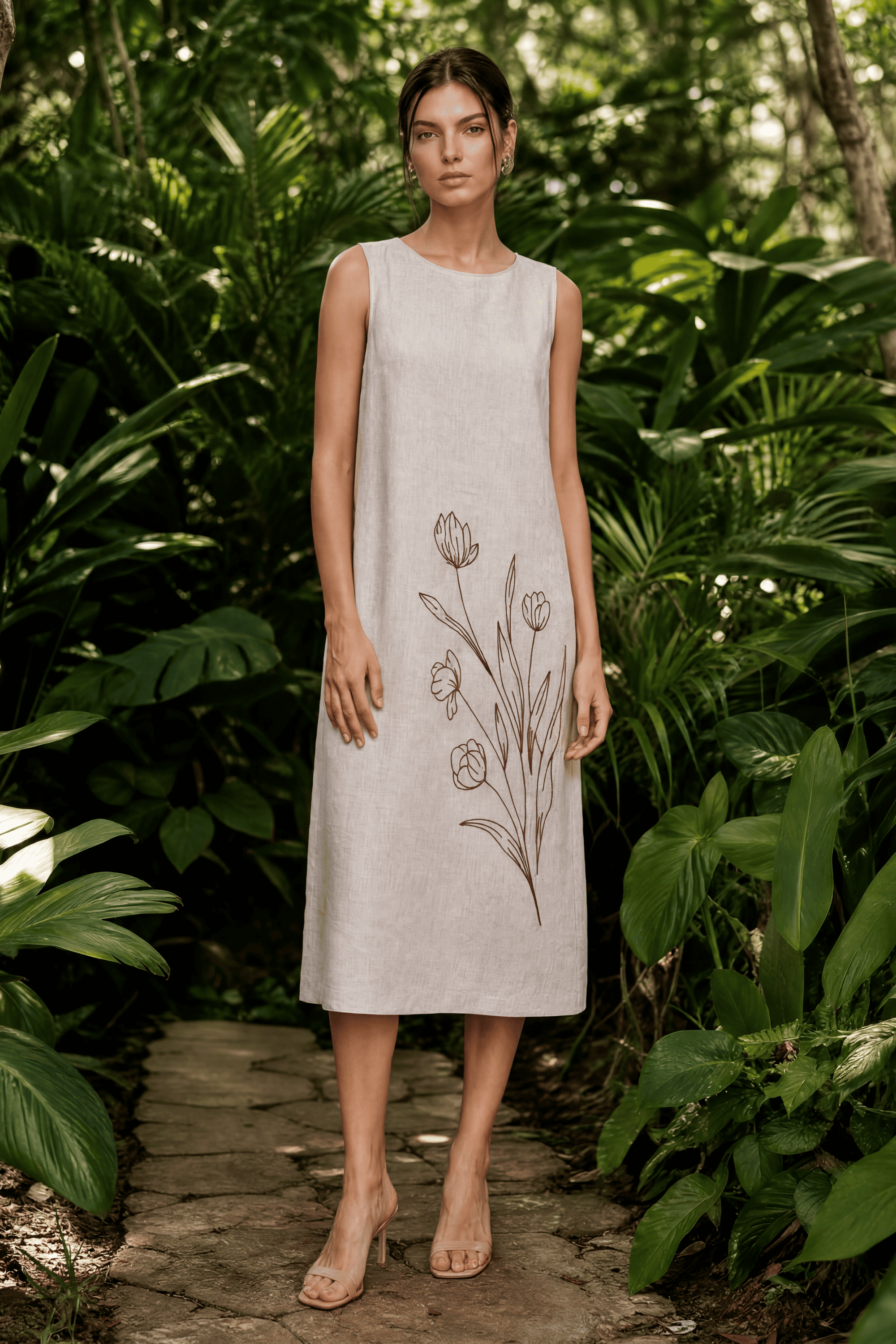 VENICE EMBROIDERED MIDI DRESS
