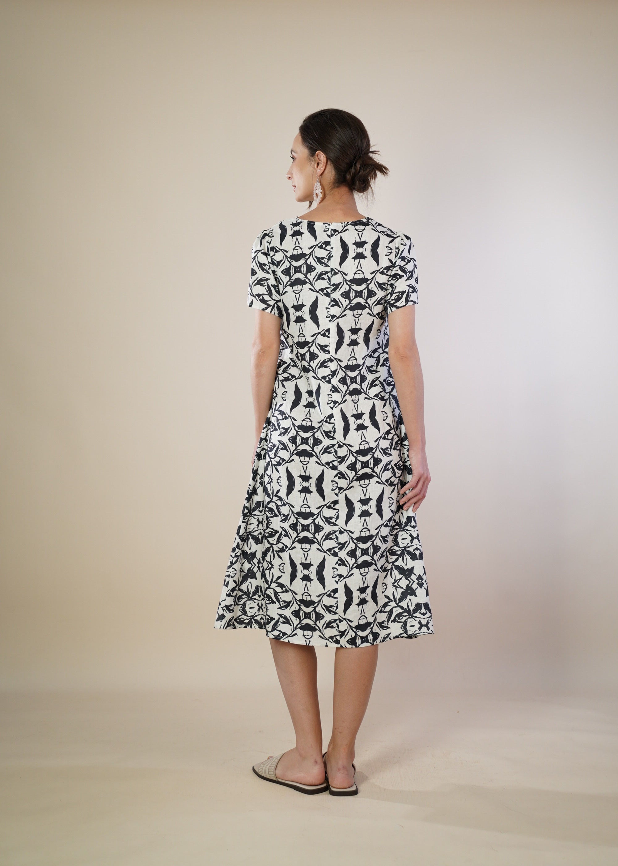 linen dress malaysia 100% linen dress with stitch detailing - Women