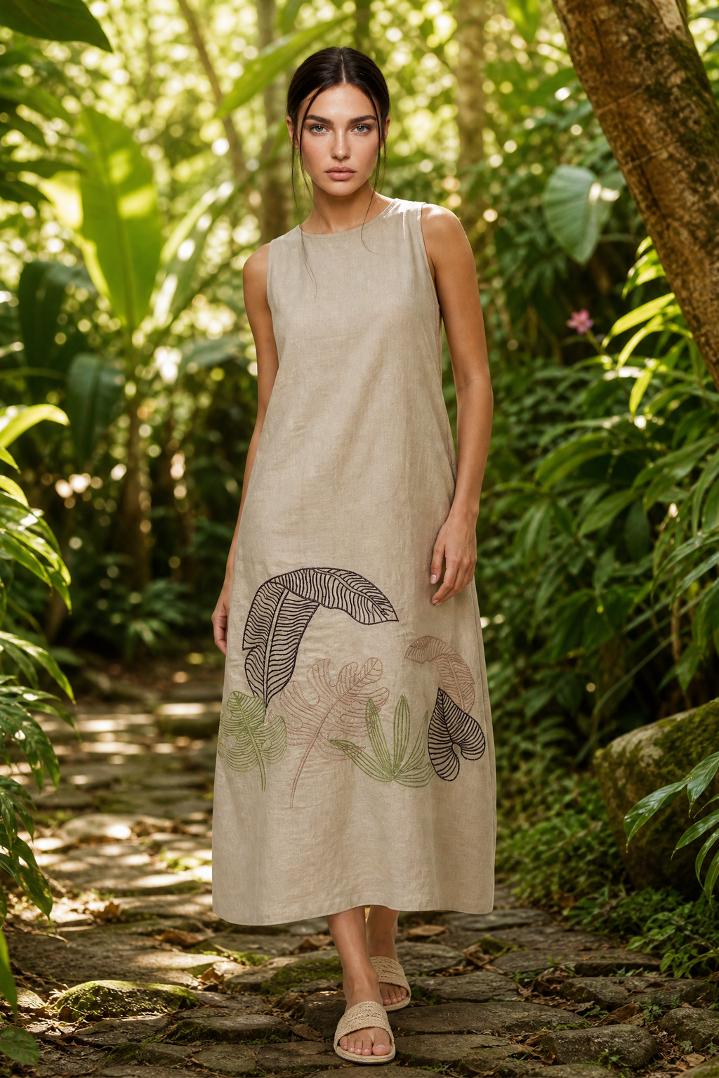 LYDIA EMBROIDERY MIDI DRESS