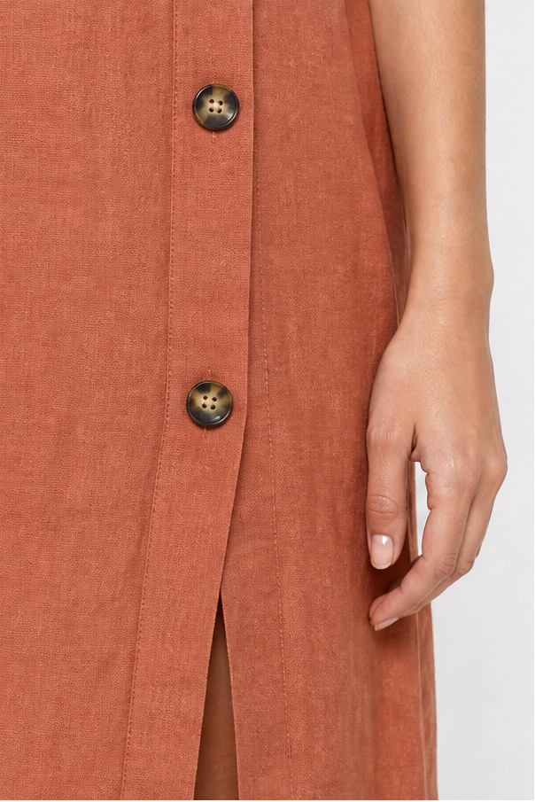GREET SIDE BUTTON MIDI DRESS
