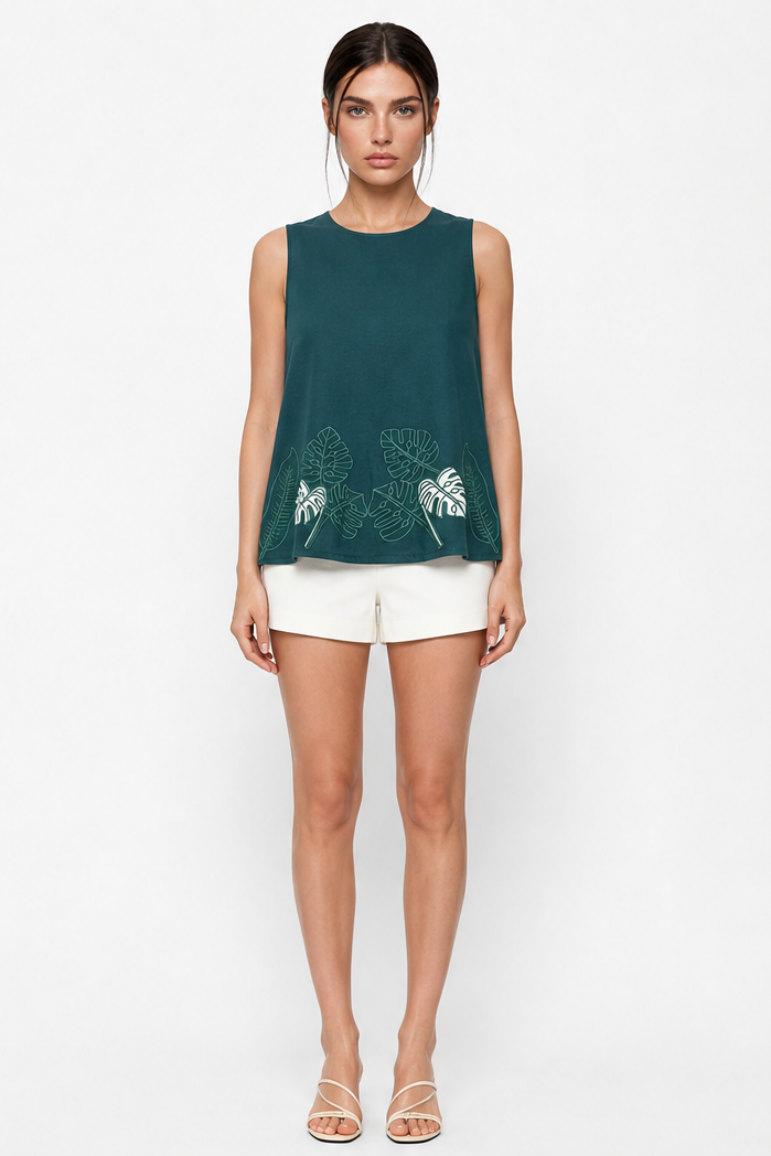 JEMMIELEE SLEVELESS EMBOIDERY TOP
