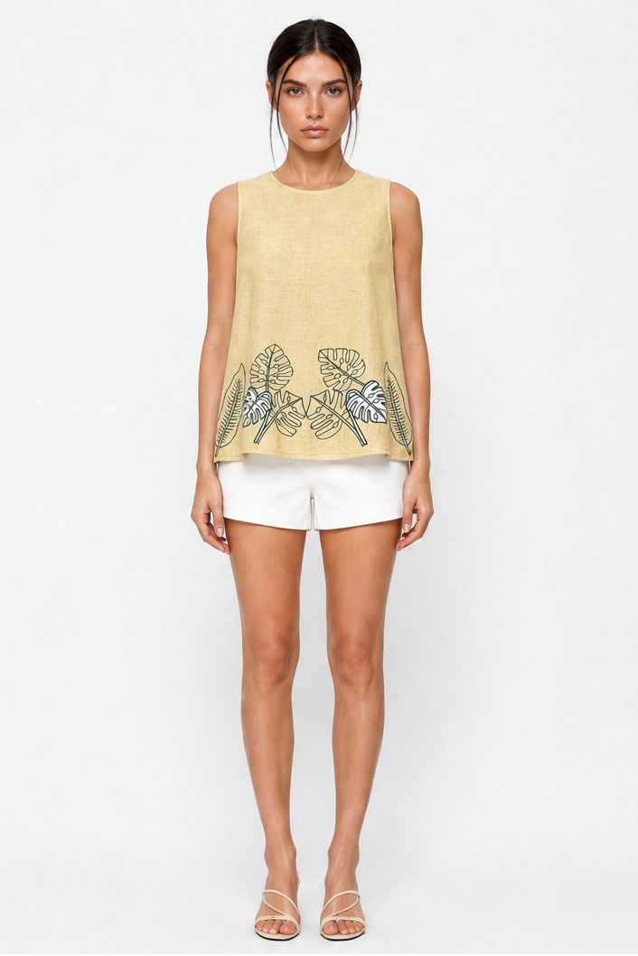 JEMMIELEE SLEVELESS EMBOIDERY TOP