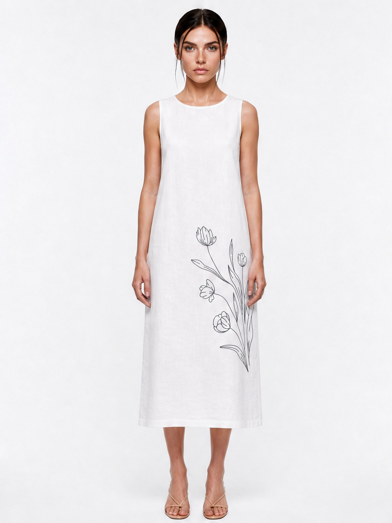 VENICE EMBROIDERED MIDI DRESS
