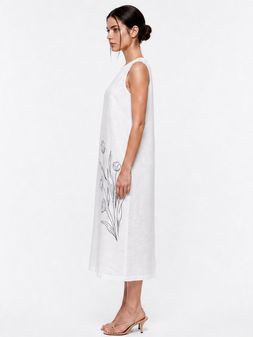 VENICE EMBROIDERED MIDI DRESS